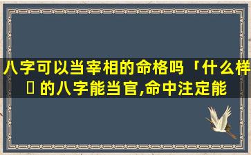 八字可以当宰相的命格吗「什么样 ☘ 的八字能当官,命中注定能当官的八字」